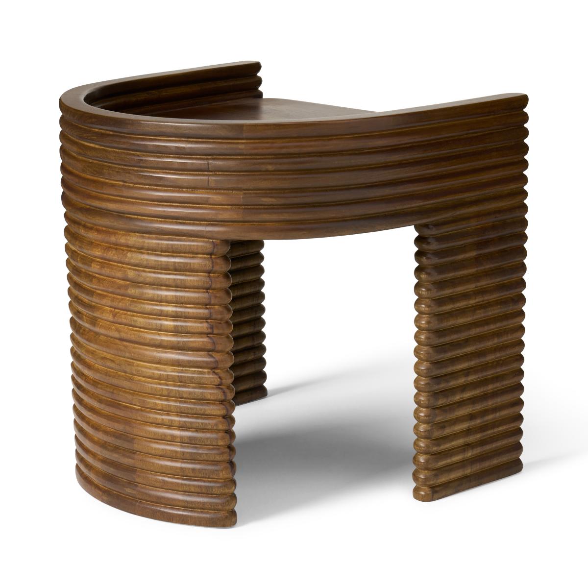 Kalaspel Textured Stool, Dark Mango Wood – image 6
