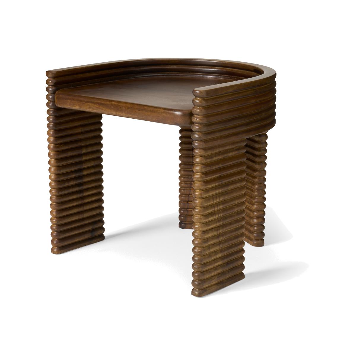 Kalaspel Textured Stool, Dark Mango Wood – image 1