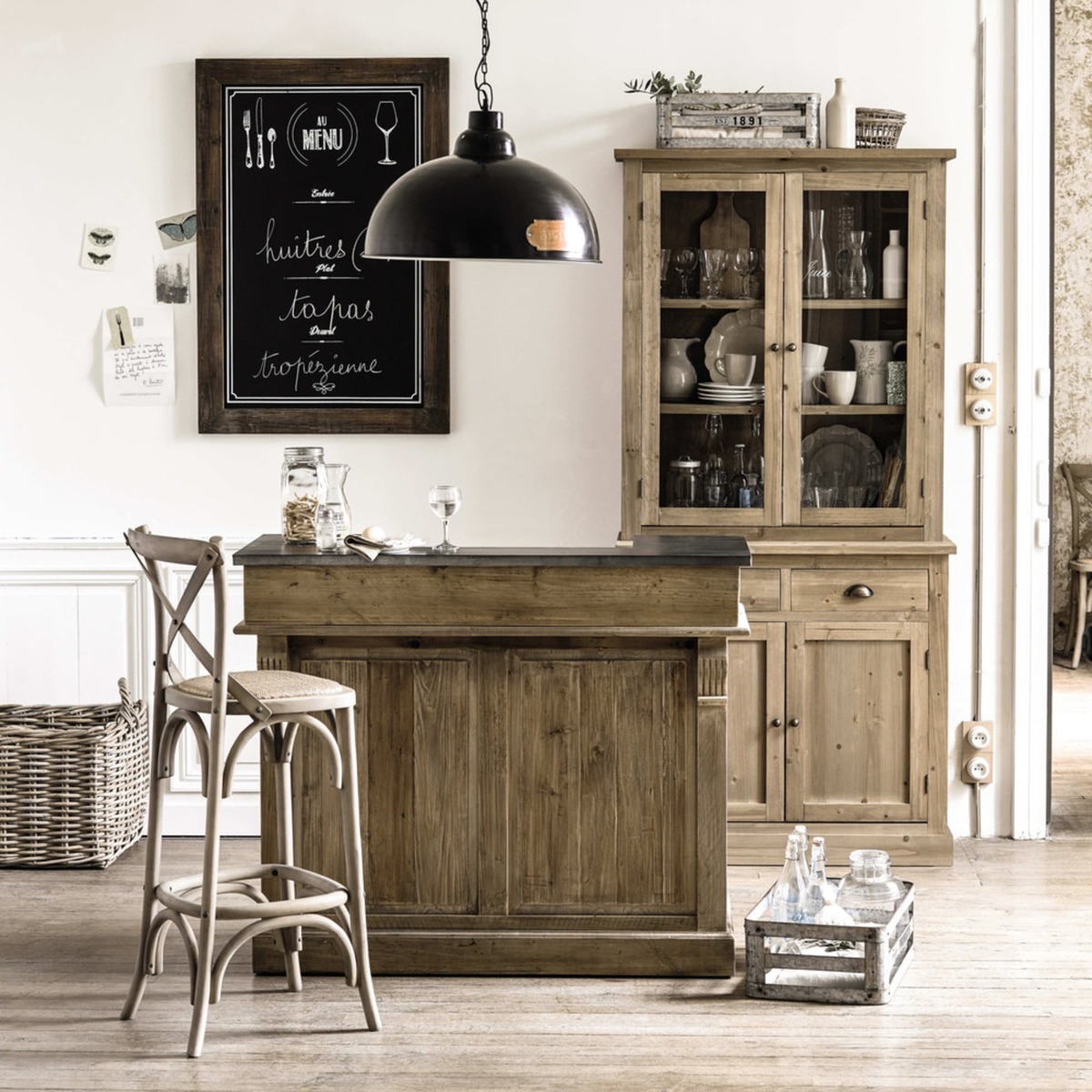 Rattan and oak bar chair Tradition – image 5