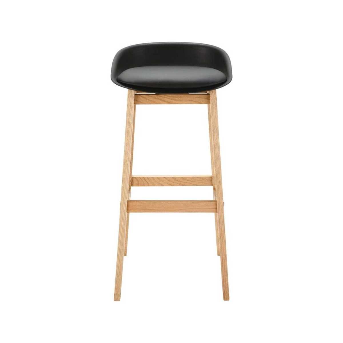 Black Scandinavian Bar Stool with Solid Oak H88 Ice – image 2