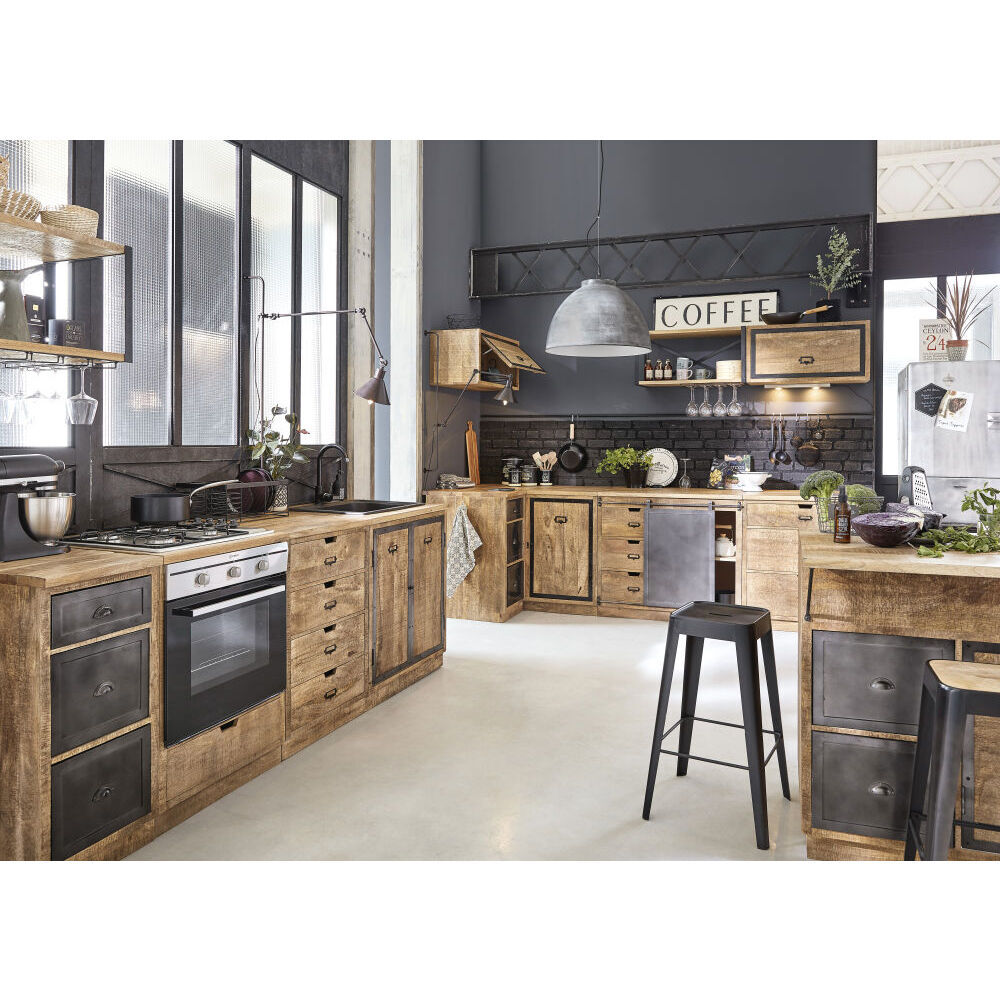 Mango Wood and Metal Industrial Bar Stool – image 14