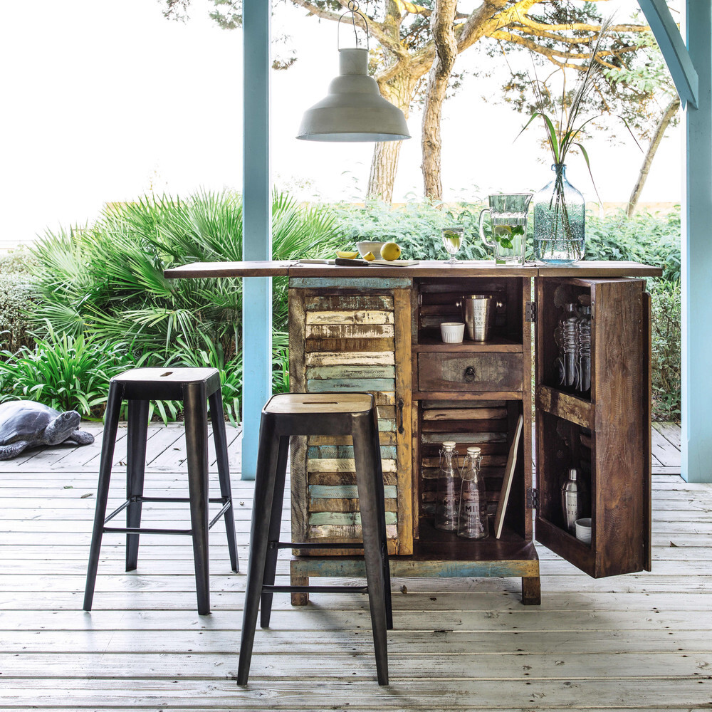 Mango Wood and Metal Industrial Bar Stool – image 21