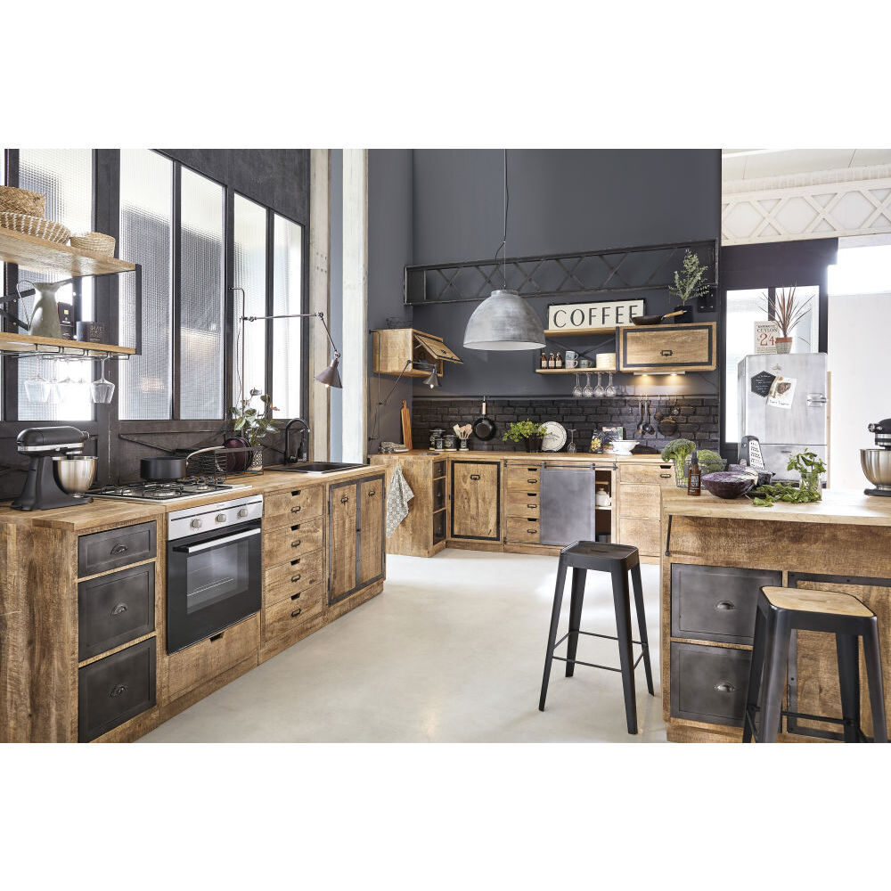 Mango Wood and Metal Industrial Bar Stool – image 10