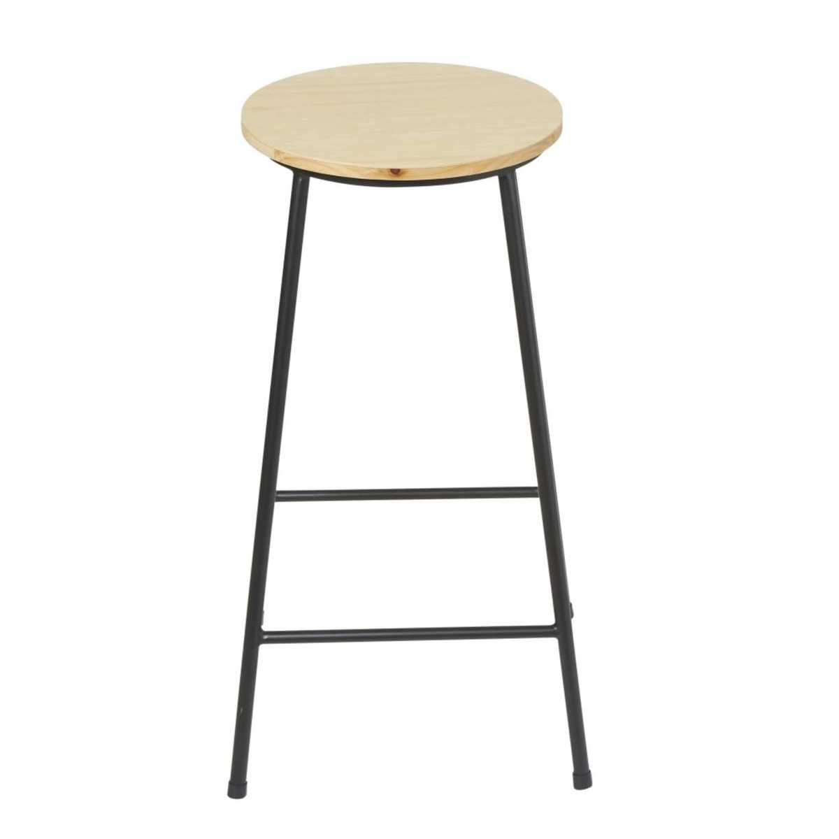 Fir and Black Metal Industrial Bar Stool H64 Stan – image 3