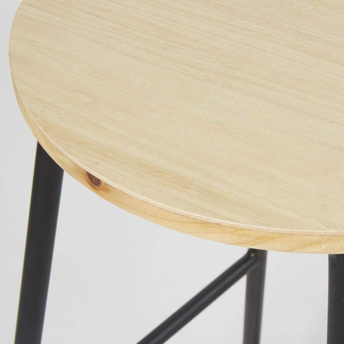 Fir and Black Metal Industrial Bar Stool H64 Stan – image 4
