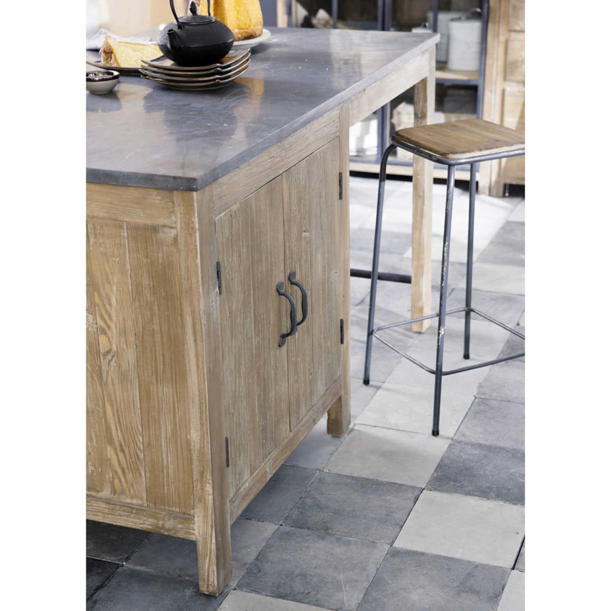 Fir and metal industrial bar stool Kraft – image 2