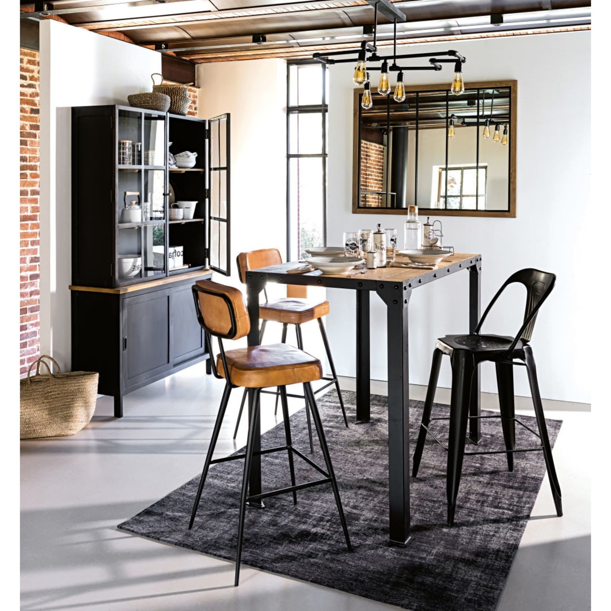 Metal industrial bar chair in black Multipl's – image 2