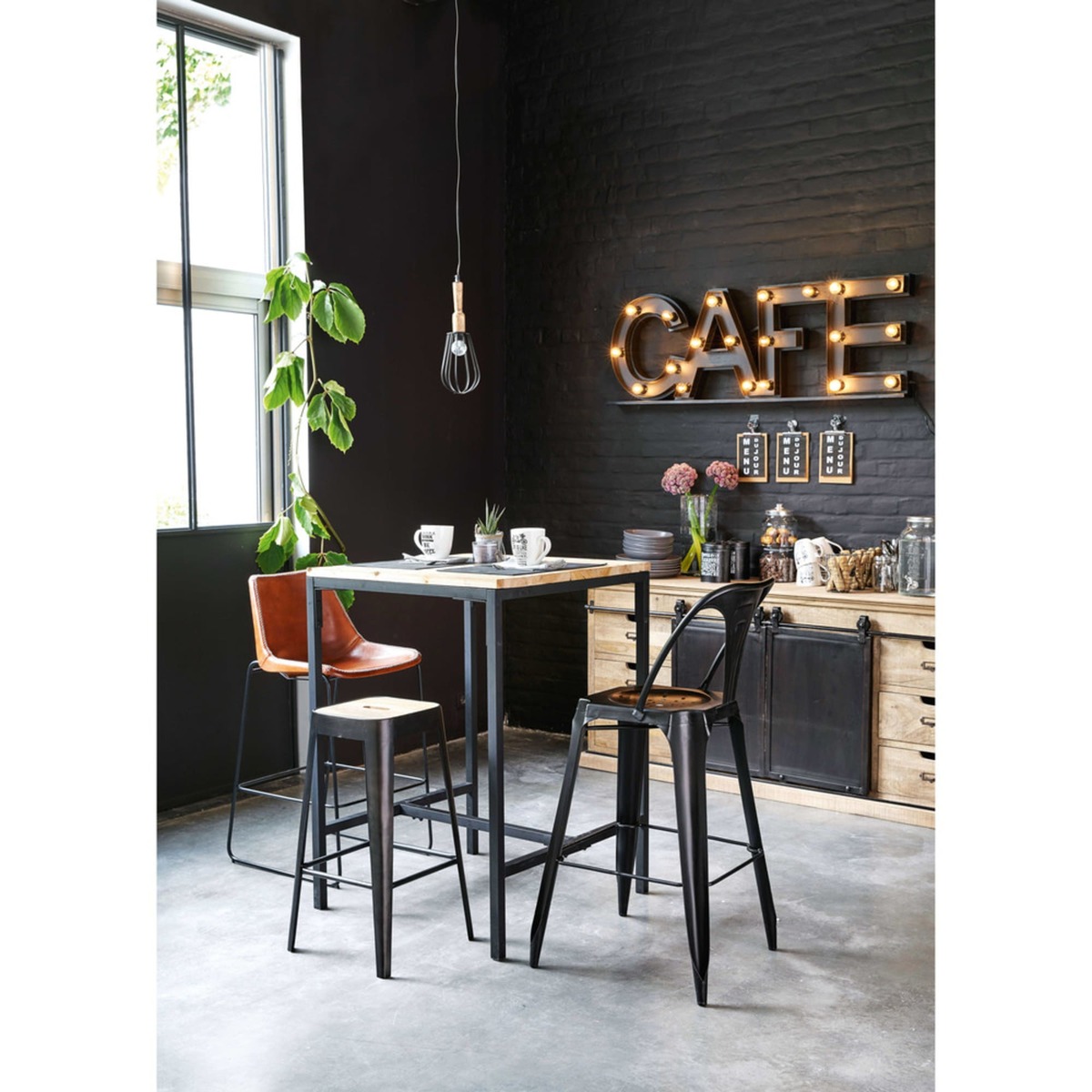 Metal industrial bar chair in black Multipl's – image 4