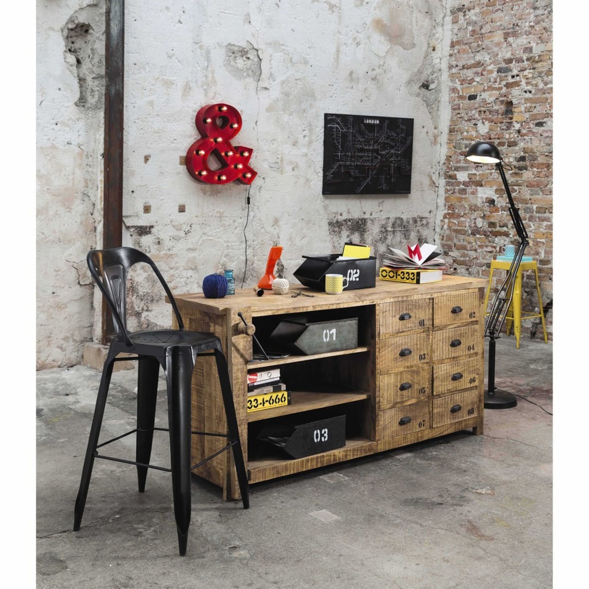 Metal industrial bar chair in black Multipl's – image 7