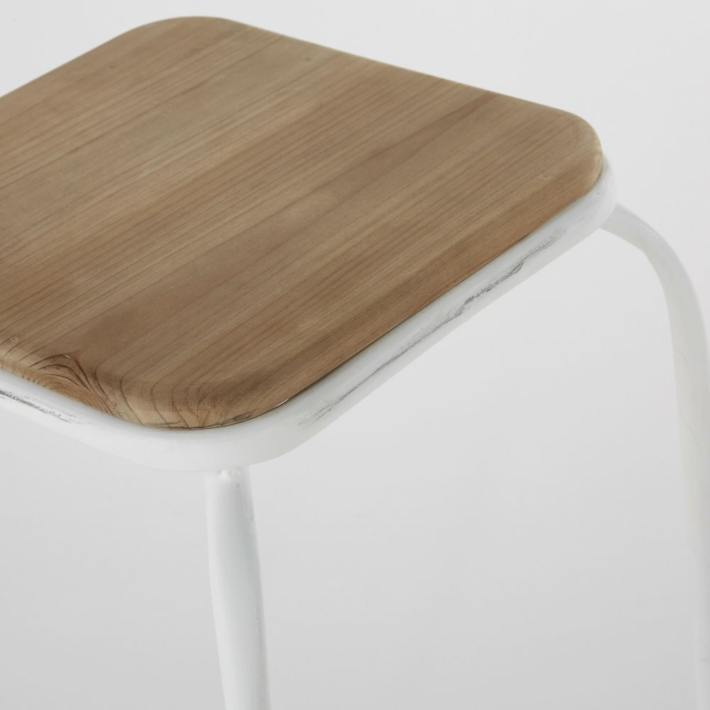 Bar stool in pine and white metal – image 2
