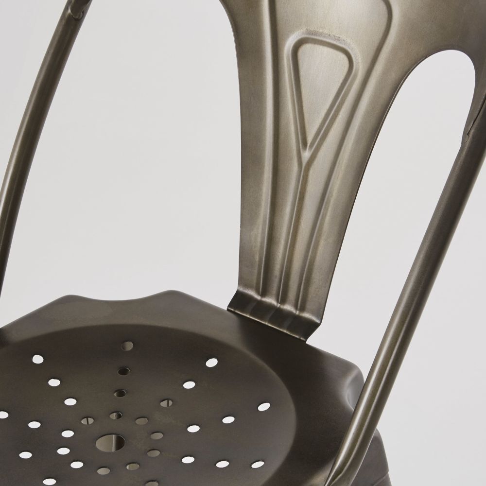 Distressed Grey Metal Kitchen Island Chair – image 4