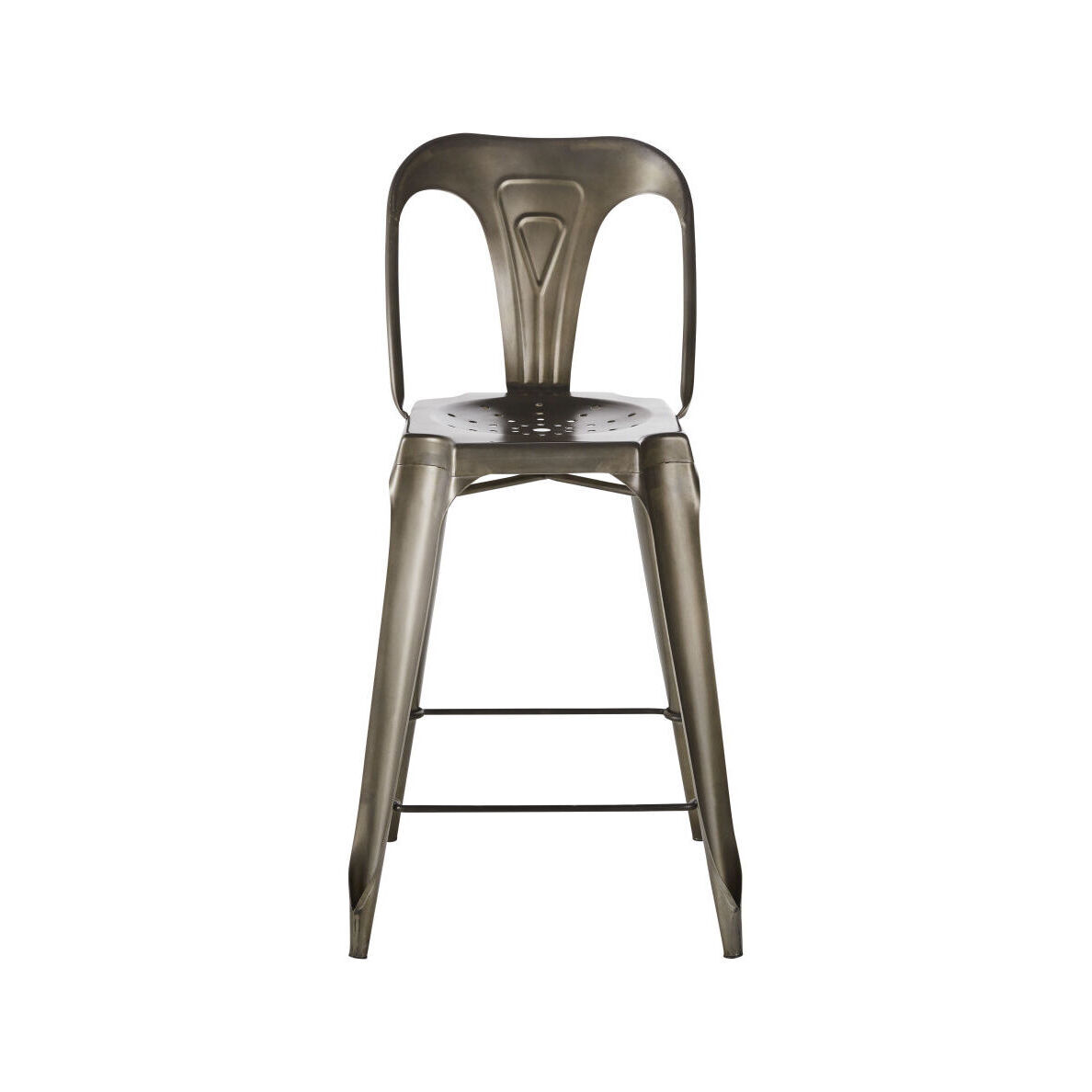 Distressed Grey Metal Kitchen Island Chair – image 2