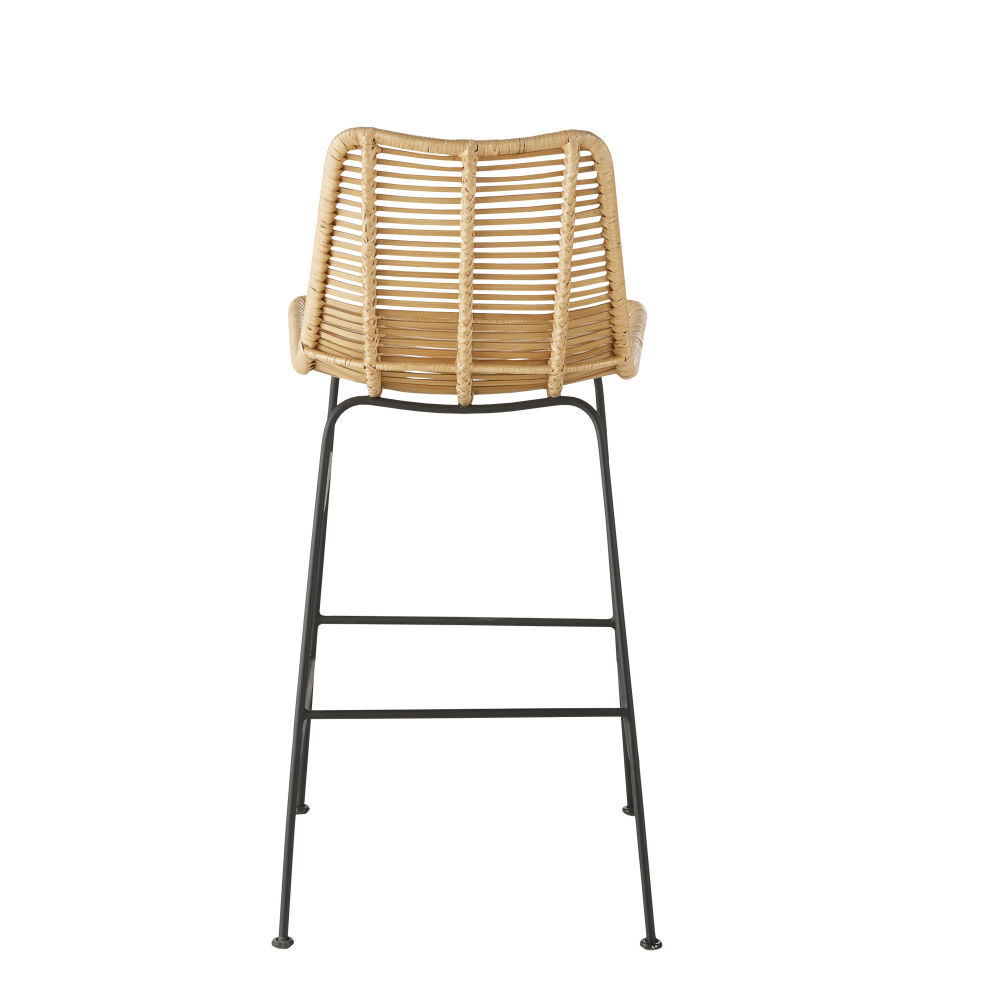 Black Metal and Rattan Kitchen Island Chair – image 3
