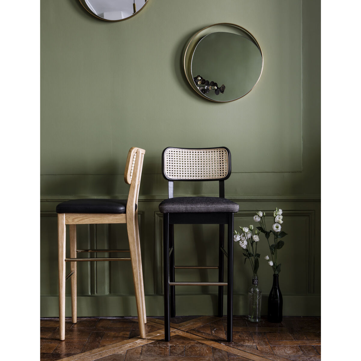 Cannage Bar stool - / H 65 cm - Leather by RED Edition Black – image 2