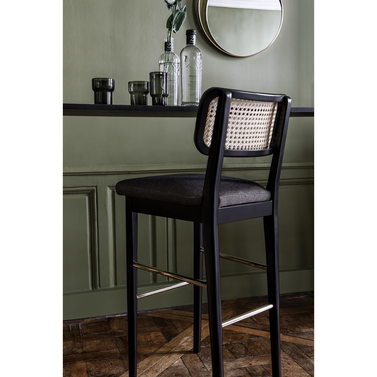 Cannage Bar stool - / H 65 cm - Leather by RED Edition Black – image 3