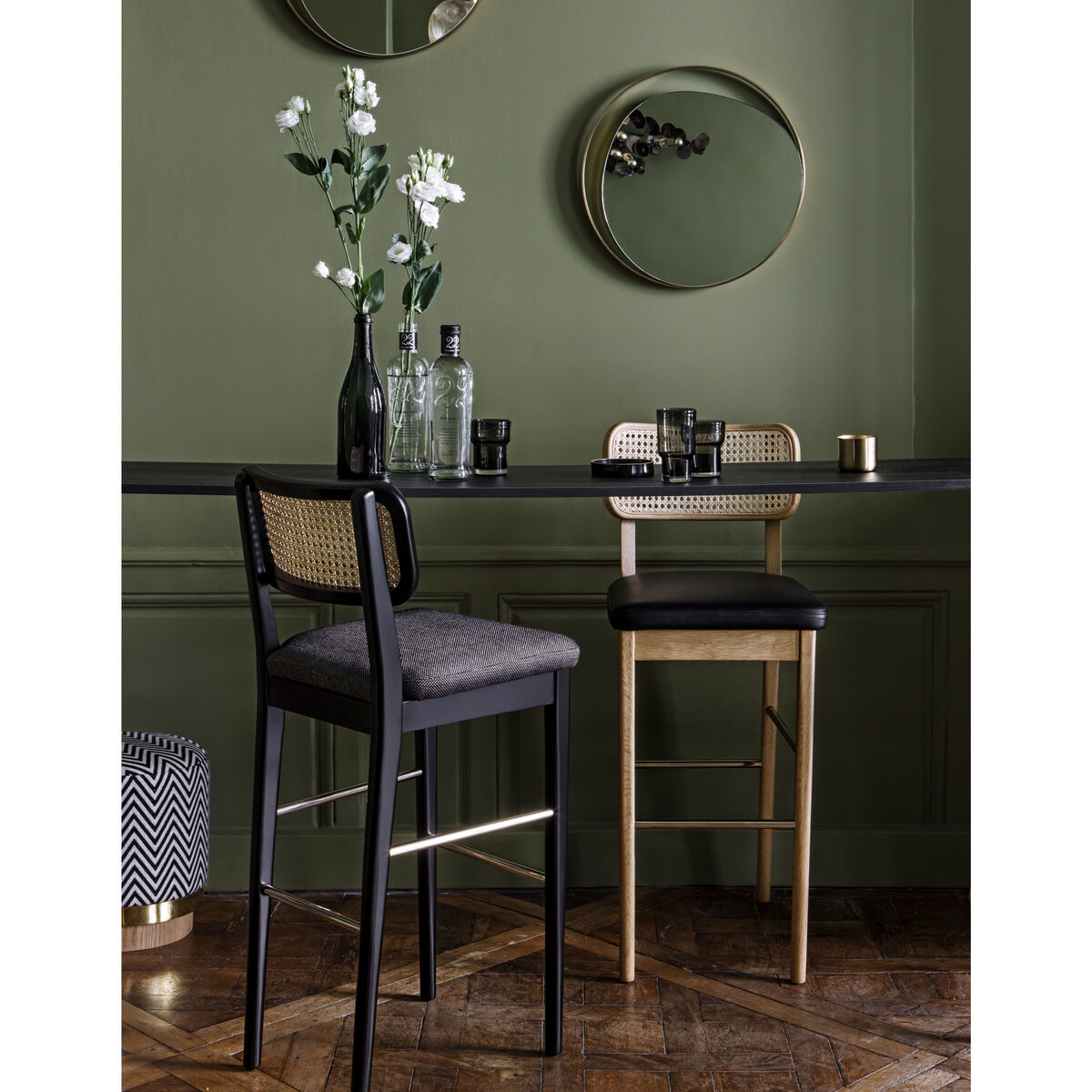 Cannage Bar stool - / H 65 cm - Leather by RED Edition Black – image 4