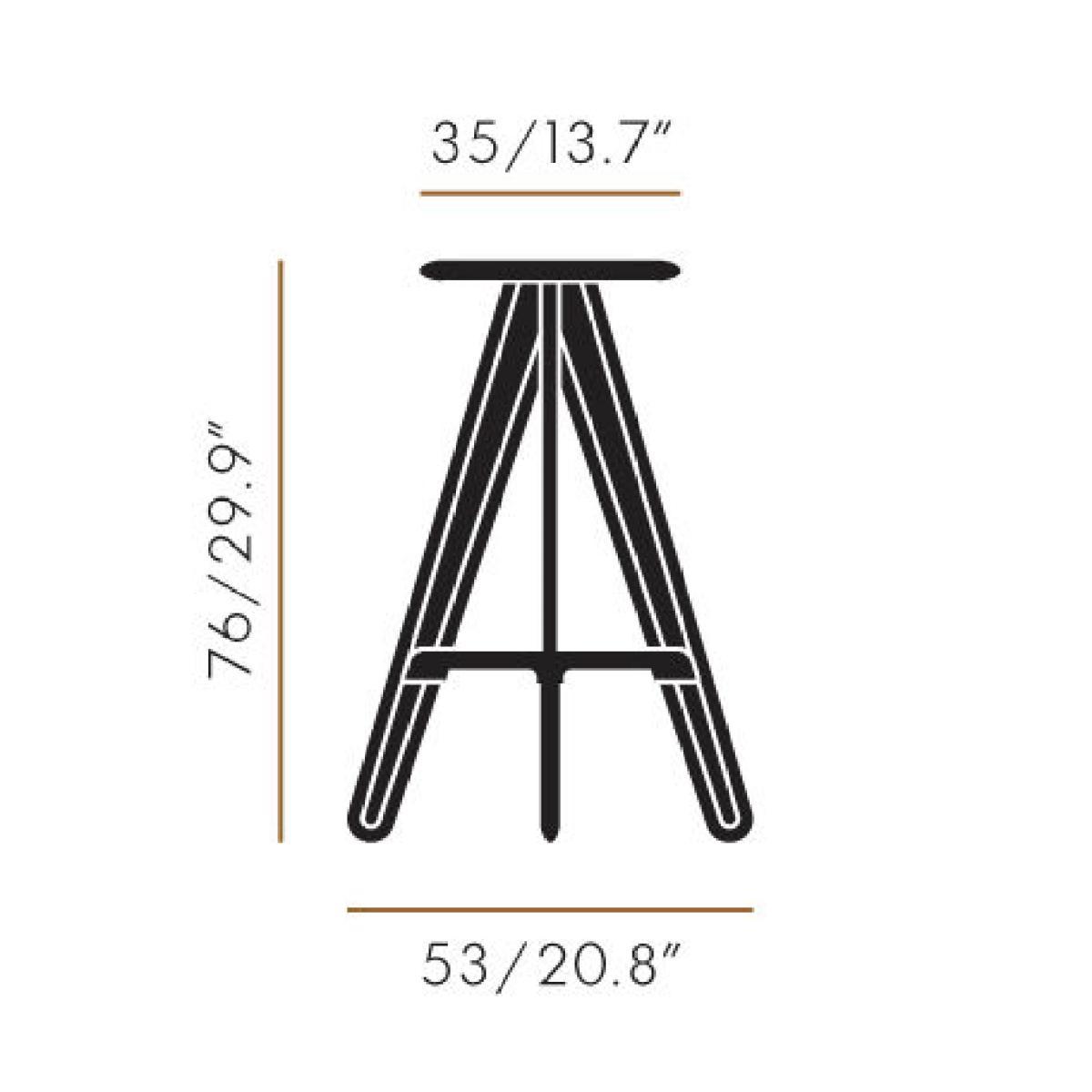 Slab Bar stool - H 76 cm - Wood by Tom Dixon Black – image 4