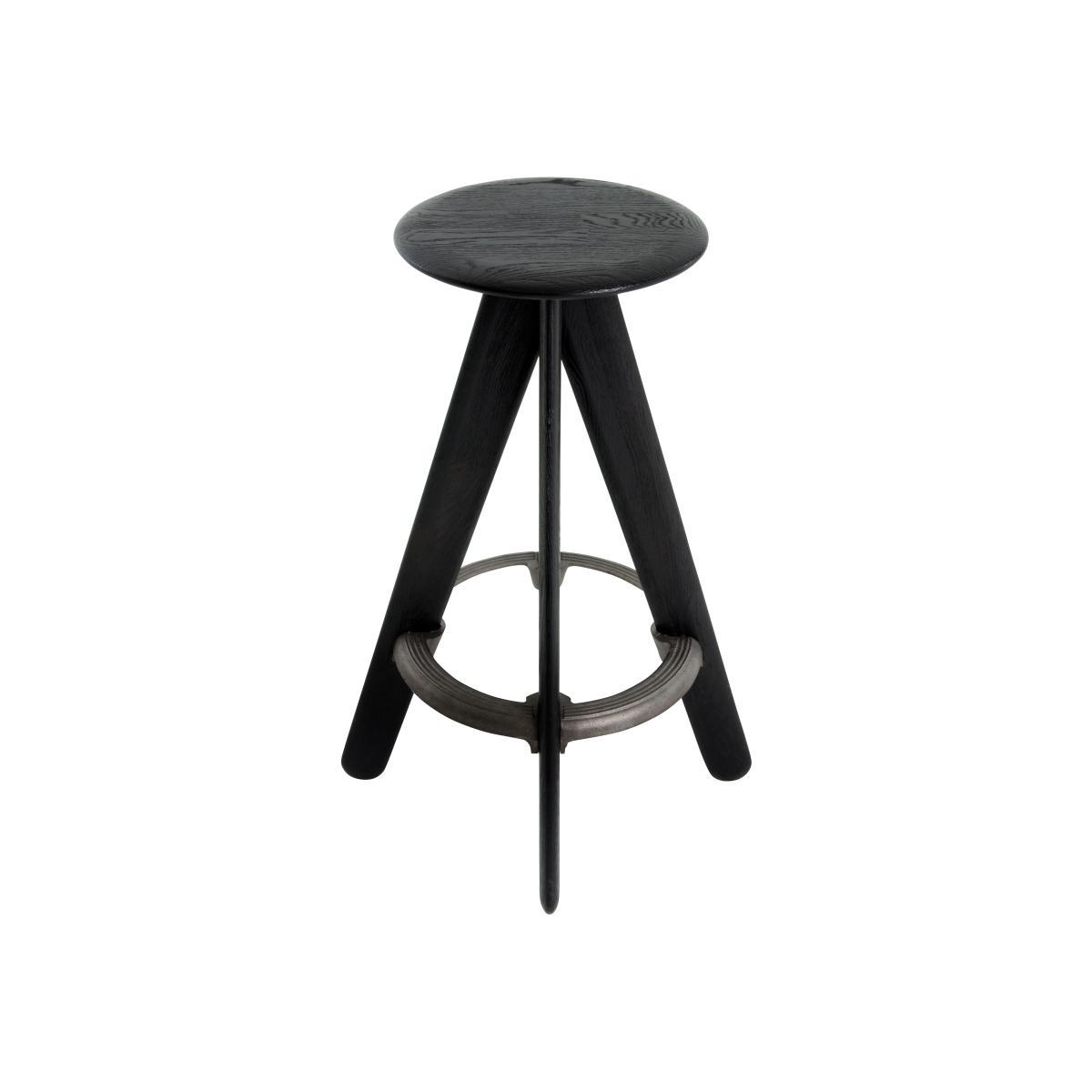 Slab Bar stool - H 76 cm - Wood by Tom Dixon Black – image 1