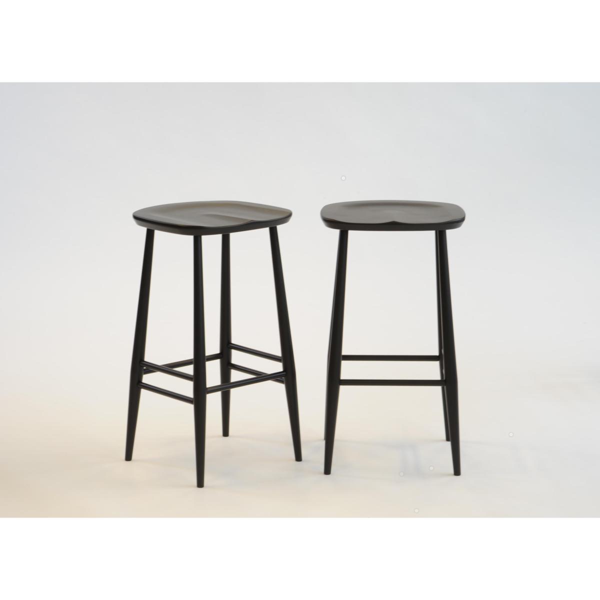 Bar Stool Bar stool - Wood H 65 cm - Reissue 1950' by Ercol Black – image 2