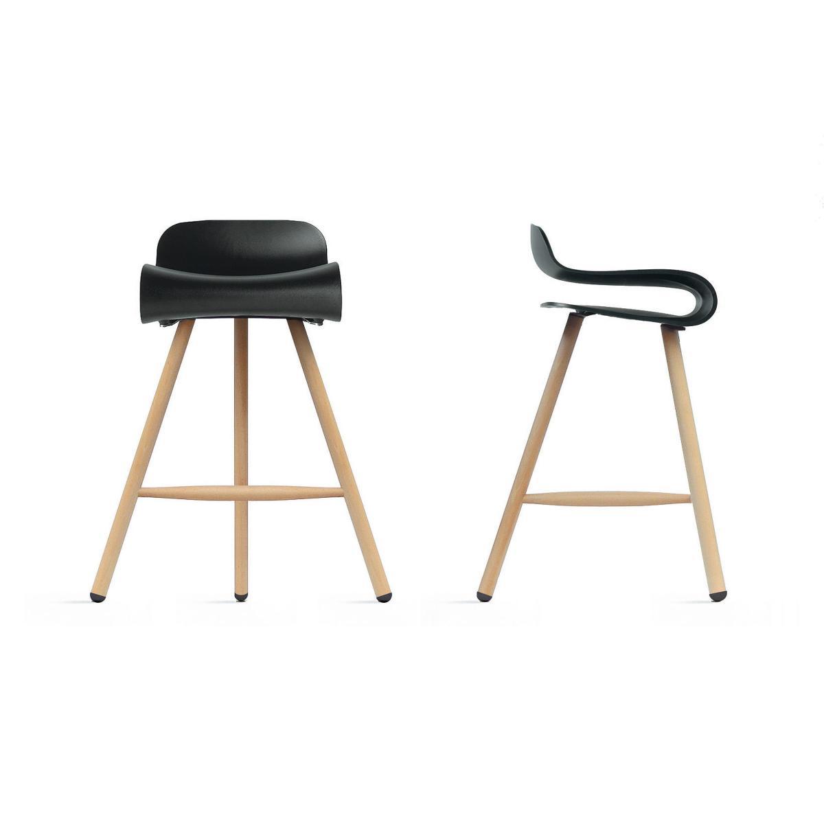 BCN Wood Bar stool - H 66 cm - Plastic & wood legs by Kristalia Black/Natural wood – image 2