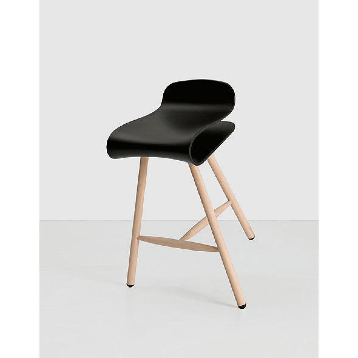 BCN Wood Bar stool - H 66 cm - Plastic & wood legs by Kristalia Black/Natural wood – image 3