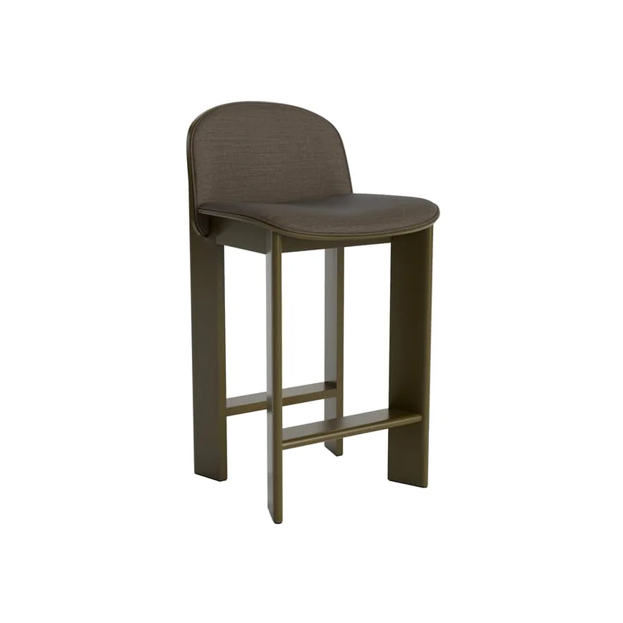 Chisel 35 Low Bar chair textile green / Height: 65 cm - Fabric upholstery - Hay – image 1