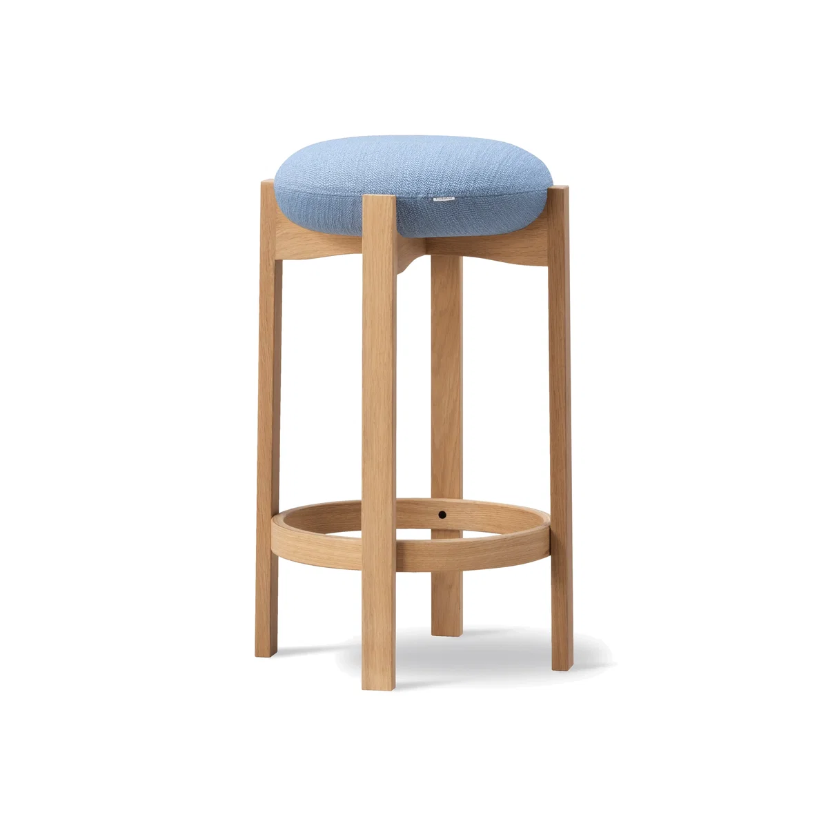 Fredericia Furniture Pioneer stool high Odino PV82 light blue-lacquered oak