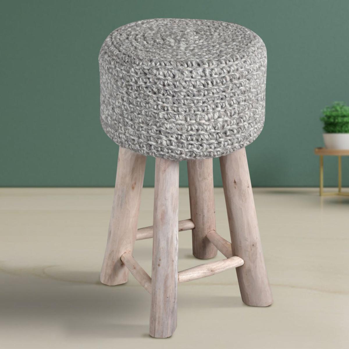 Libra Calm Neutral Collection - Nomad Stone Knitted Bar Stool in Grey – image 2