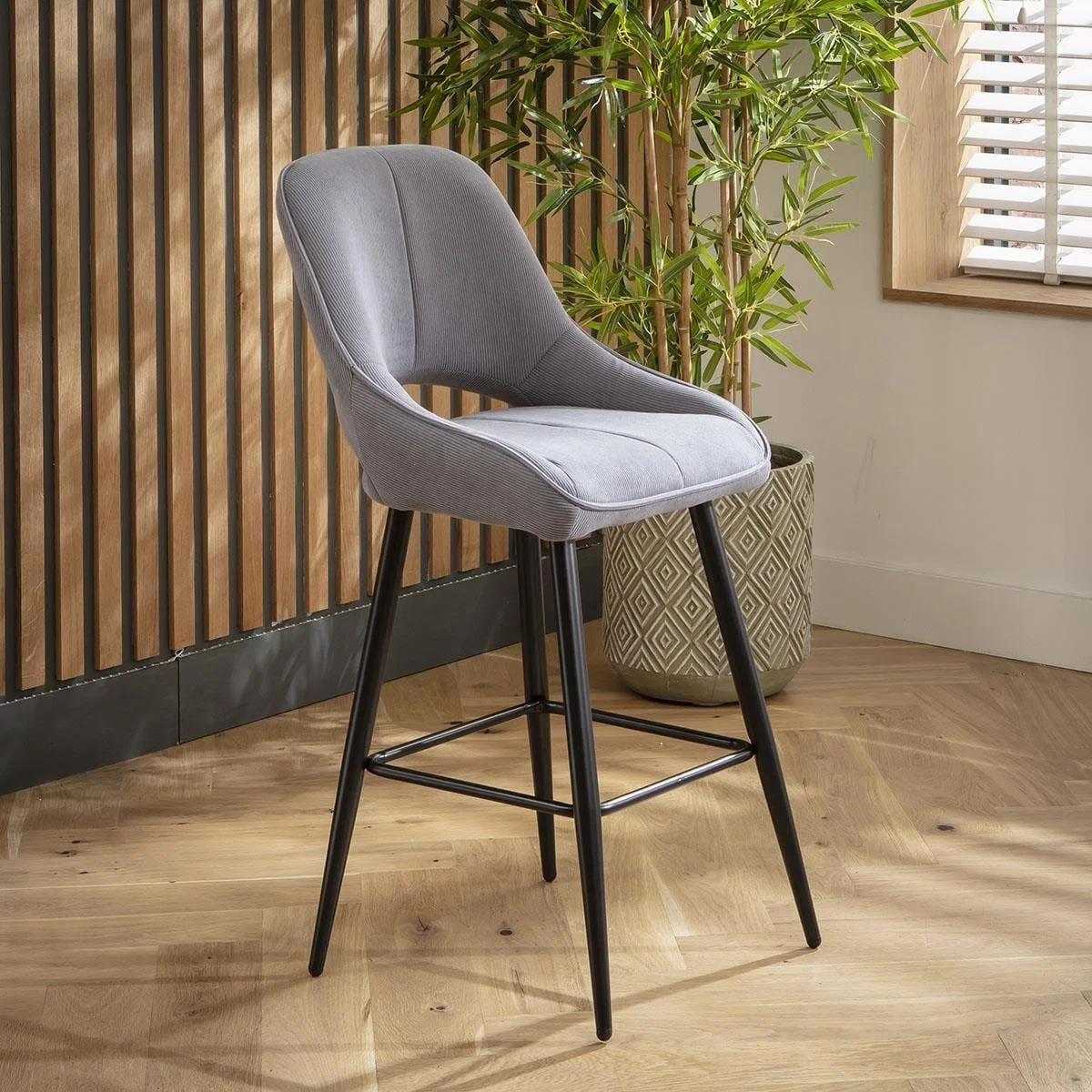 Remi Counter Height Bar Stool Chair with Back Grey – image 1
