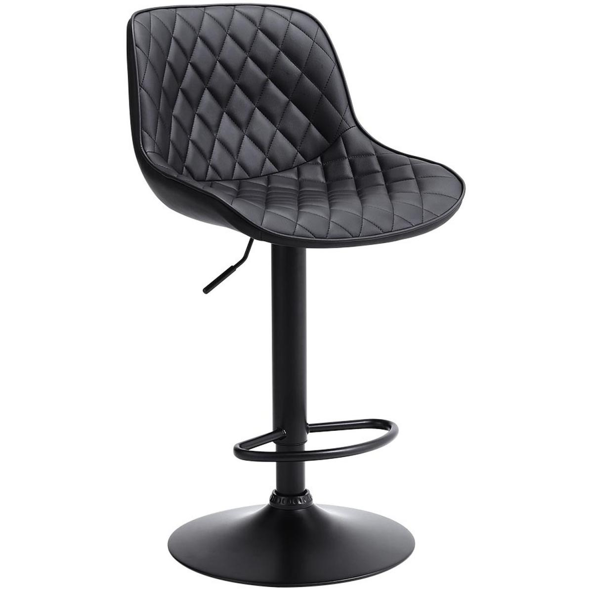 2x Faux Leather Swivelling Bar Chair Liftable Rhomboic Backchair With Footrest - Black – image 2