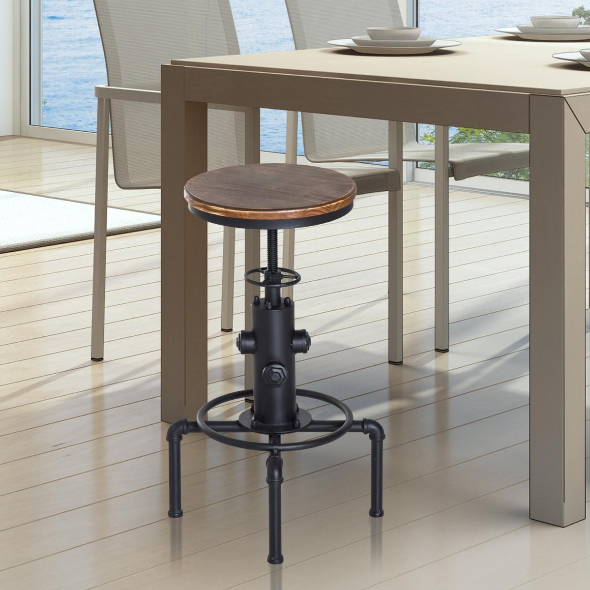 Adjustable Bar Stool Swivel Chair  - Brown, Black – image 6