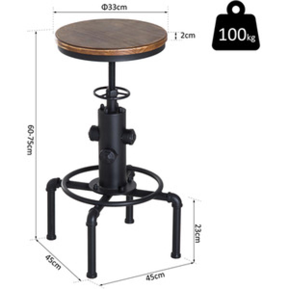 Adjustable Bar Stool Swivel Chair  - Brown, Black – image 10
