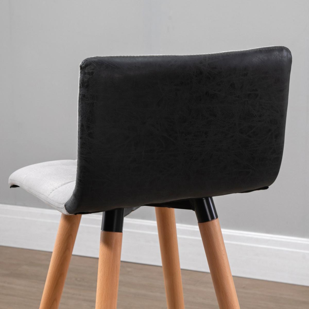 Set of 2 Armless Upholstered Bar Chairs with Wooden Legs - Grey – image 2