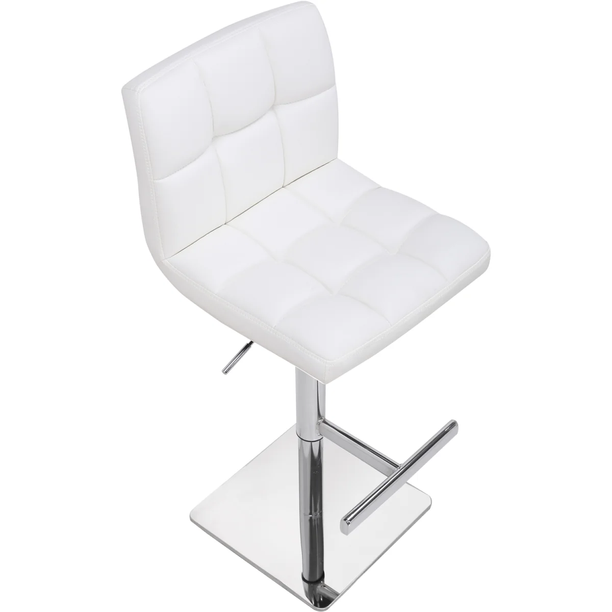 Allegro Deluxe Kitchen Bar Stool, Adjustable Swivel, Chrome Footrest & Weighted Base, White - White – image 2