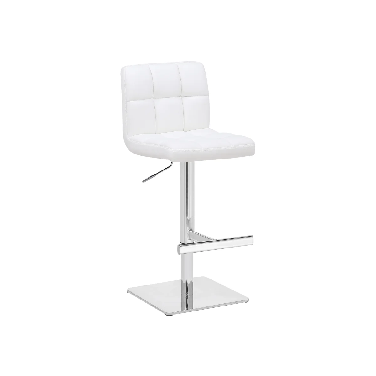 Allegro Deluxe Kitchen Bar Stool, Adjustable Swivel, Chrome Footrest & Weighted Base, White - White – image 1