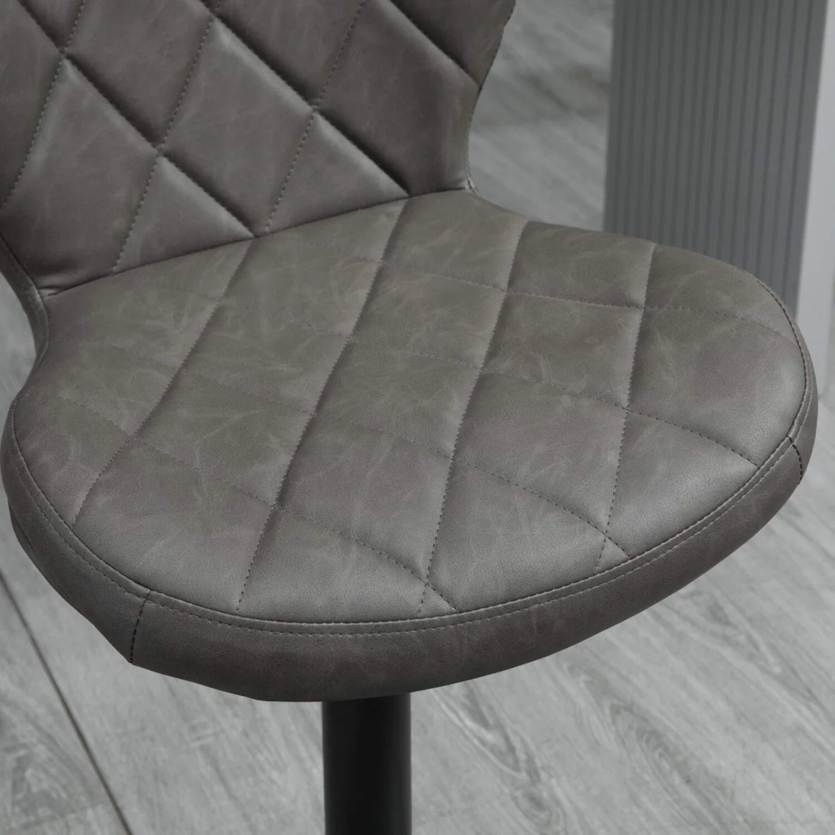 Moliyo Set of 2 Dark Grey Swivel Bar Stools with Diamond Pattern and Steel Frame – image 9
