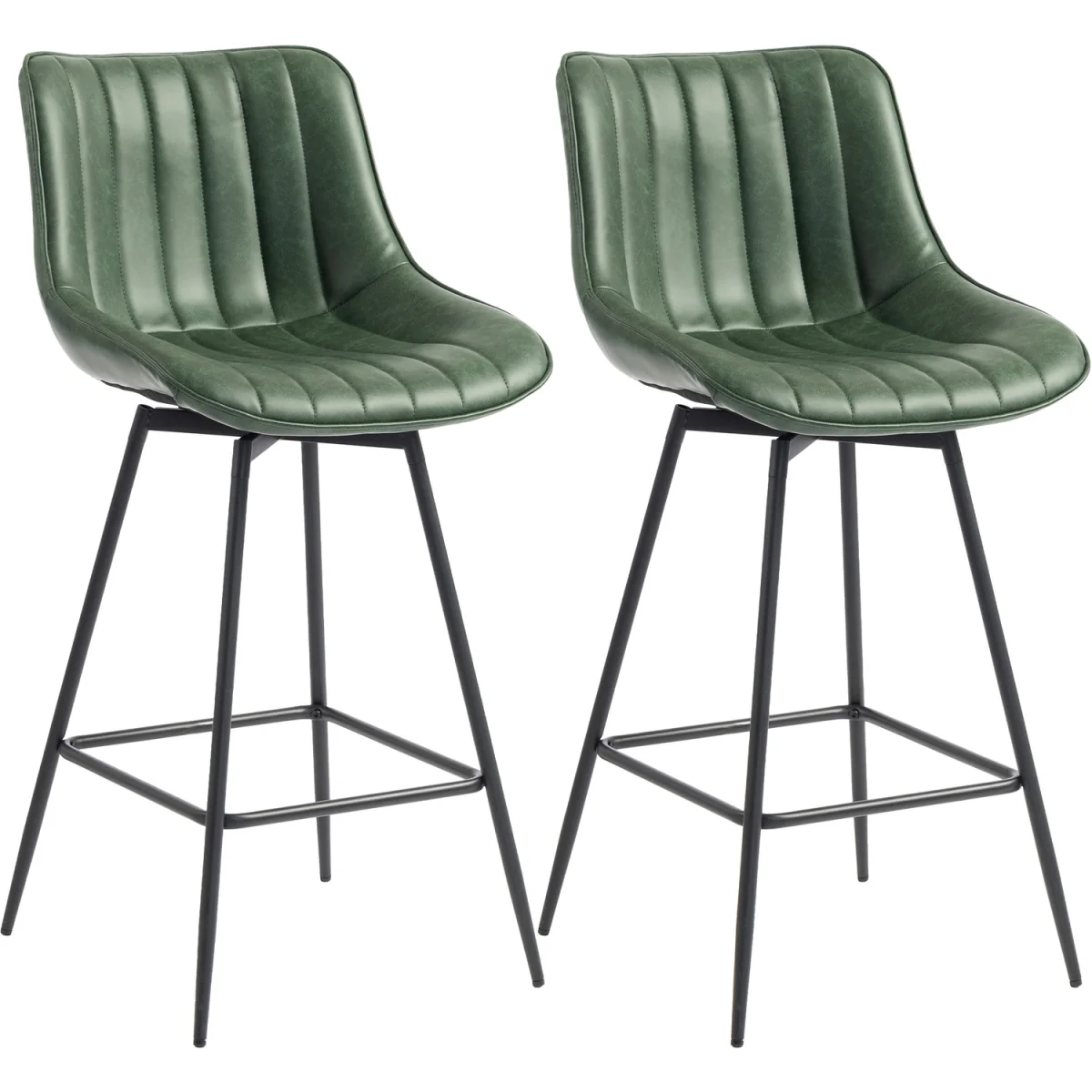 HOMCOM PU Leather Swivel Bar Stools Set of 2 - Dark Green – image 8