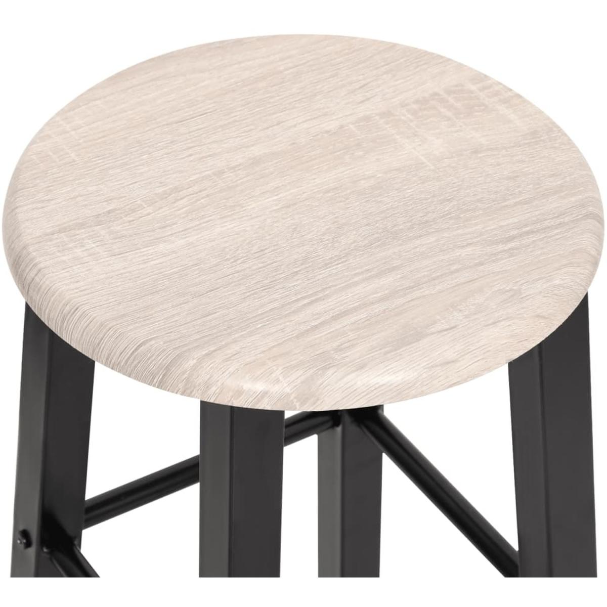 2 Set Bar Stools Black MDF - Black and wood colour – image 2