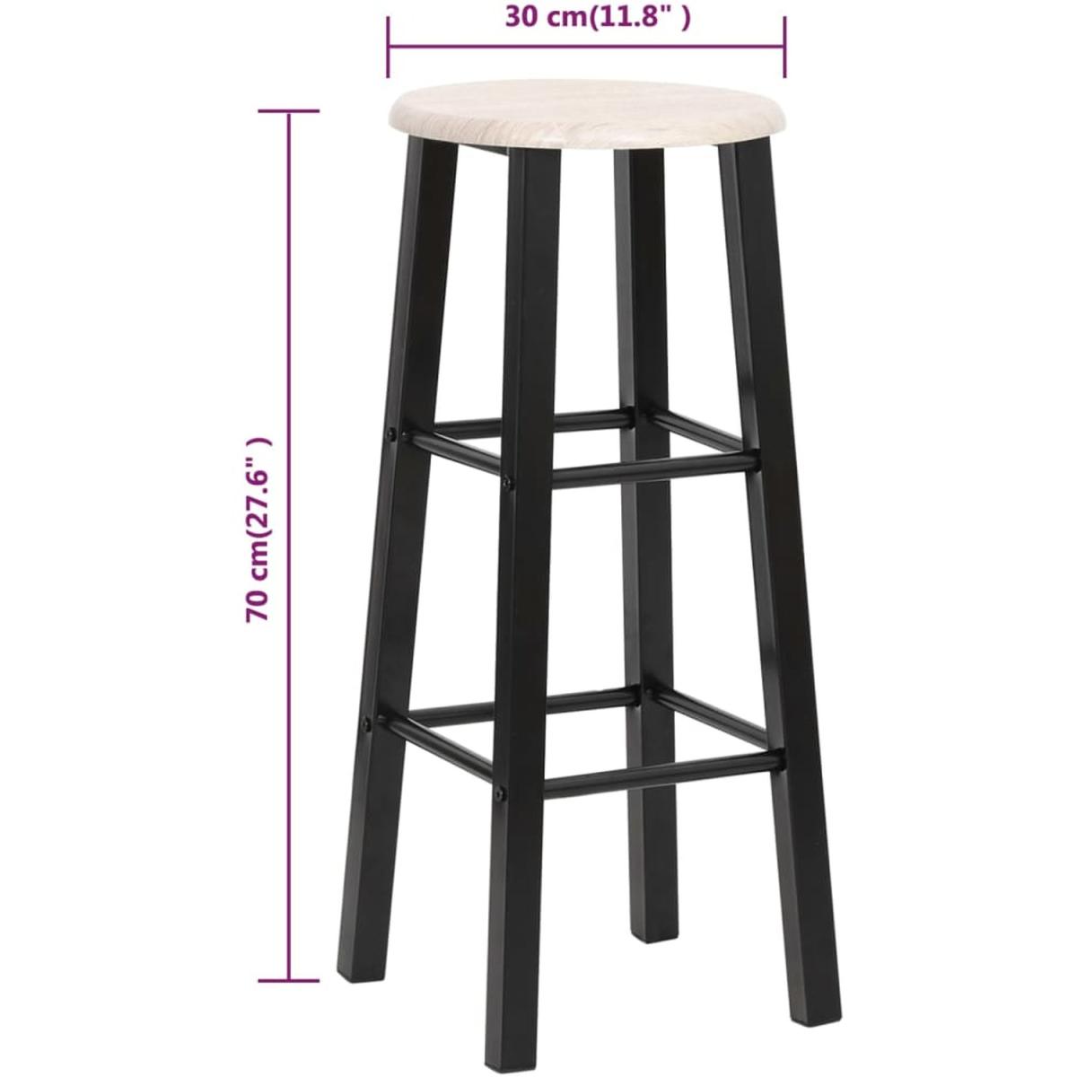 2 Set Bar Stools Black MDF - Black and wood colour – image 3