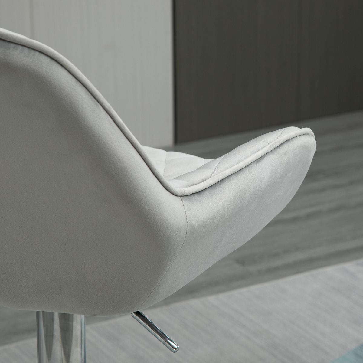 Swivel Velvet Upholstered Bar Stool - Grey – image 2