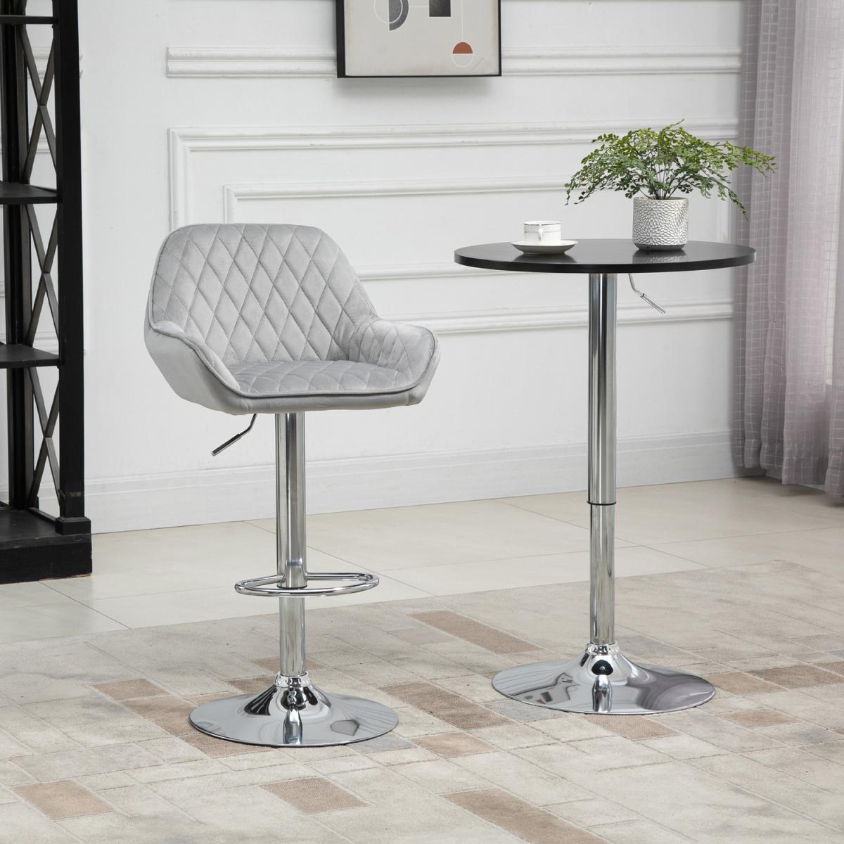 Swivel Velvet Upholstered Bar Stool - Grey – image 6