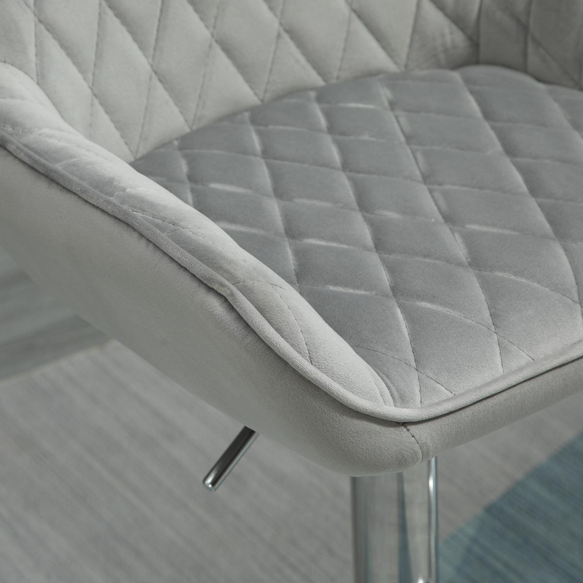 Swivel Velvet Upholstered Bar Stool - Grey – image 8