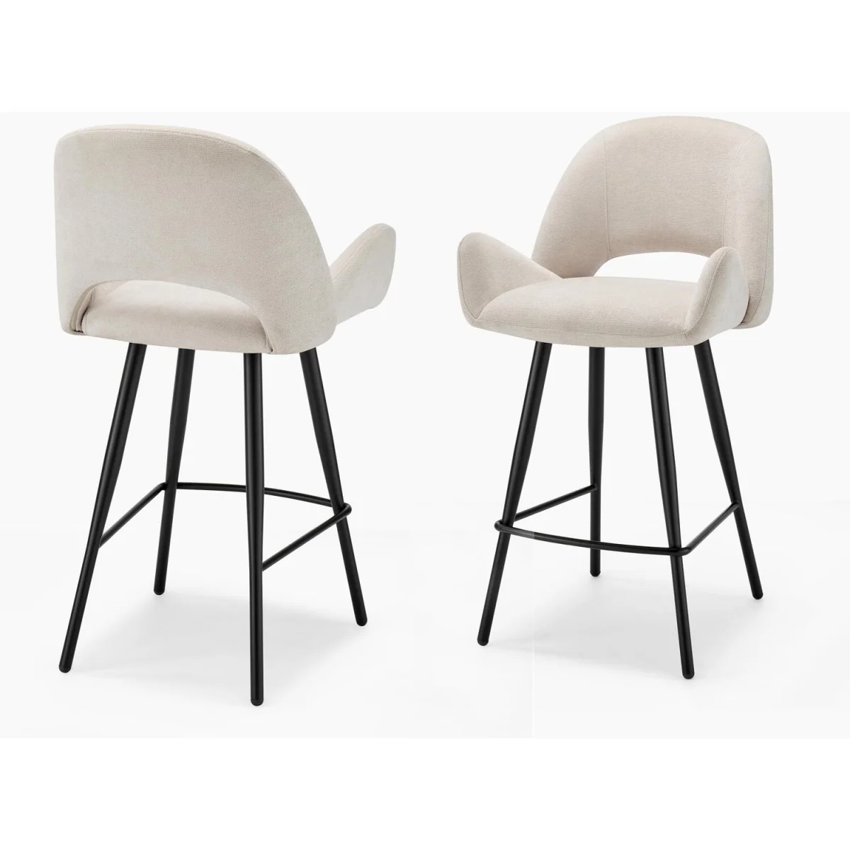 2x Layla Cream Fabric Bar Chairs - Cream – image 3