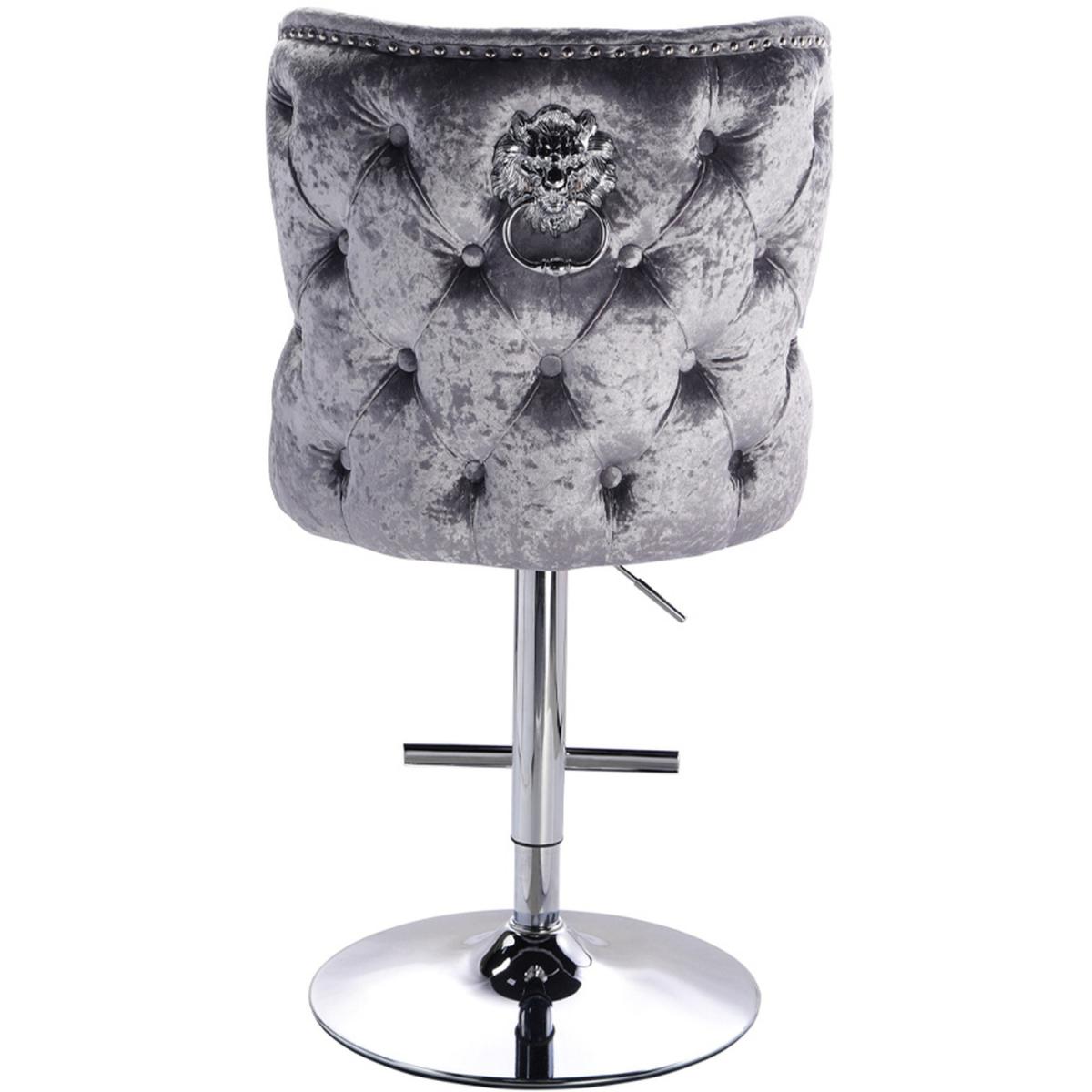 Adjustable Velvet Bar Stool - Grey – image 5