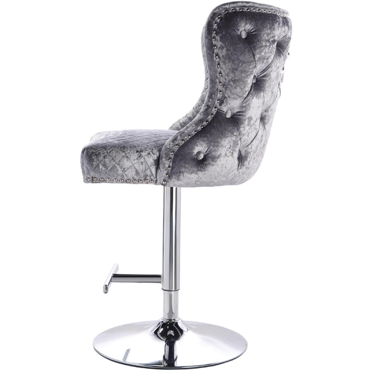 Adjustable Velvet Bar Stool - Grey – image 6