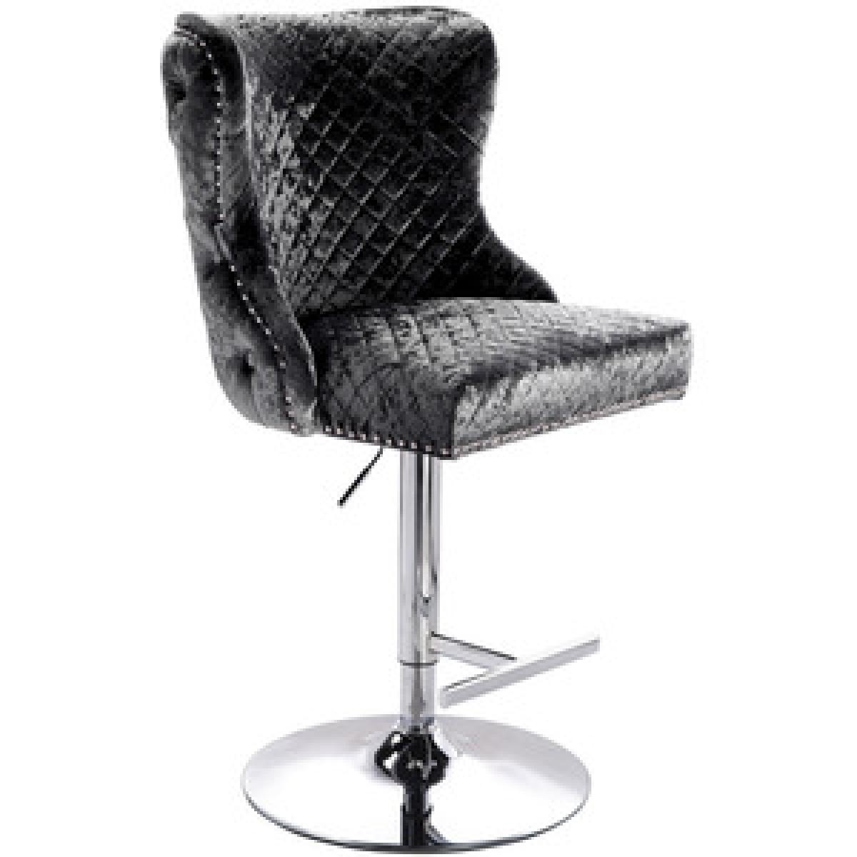 Adjustable Velvet Bar Stool - Grey – image 8