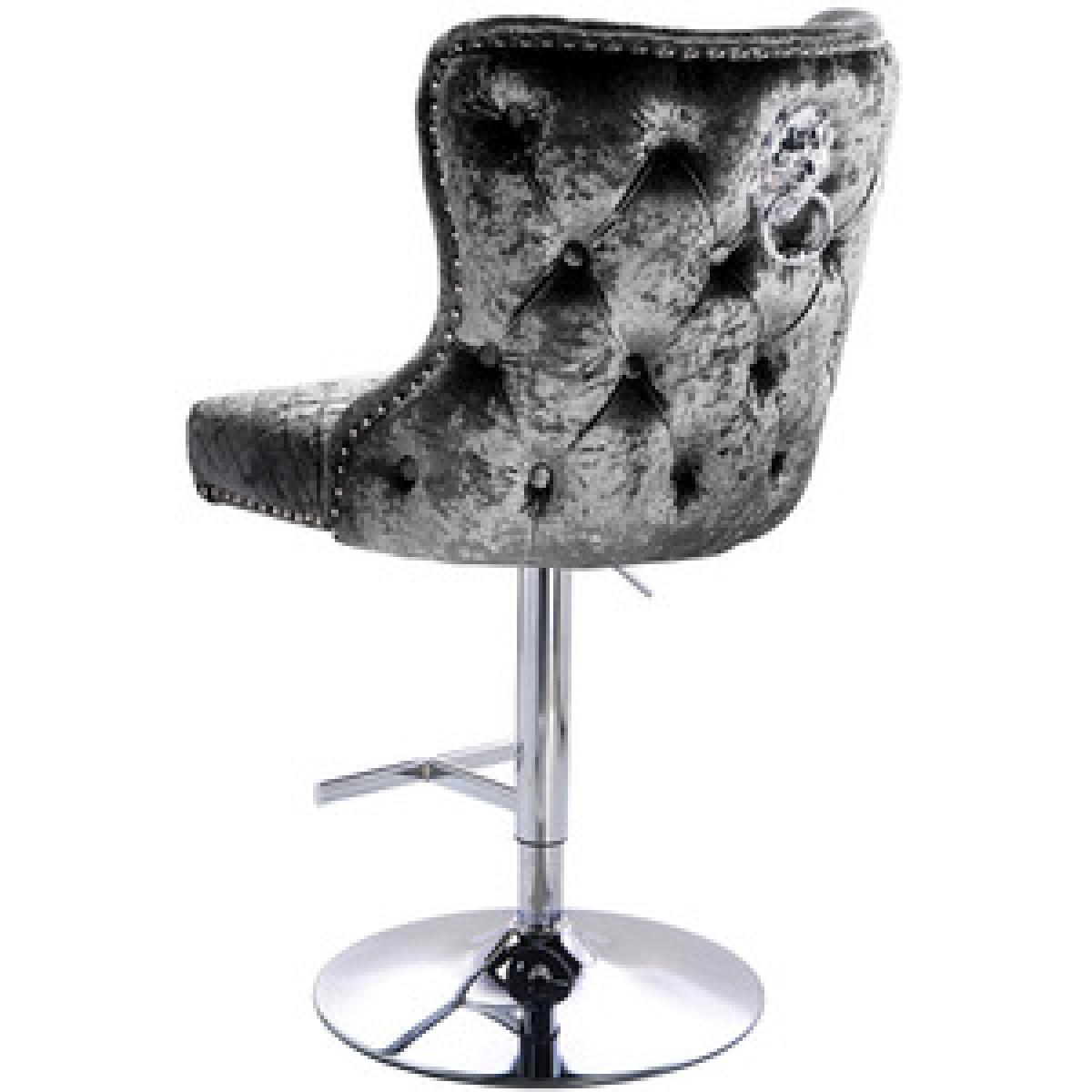 Adjustable Velvet Bar Stool - Grey – image 9
