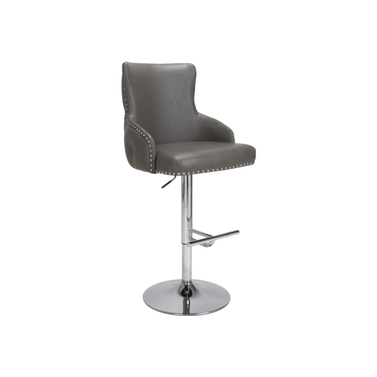 Cairo Leather Effect Grey Bar Stool - Grey