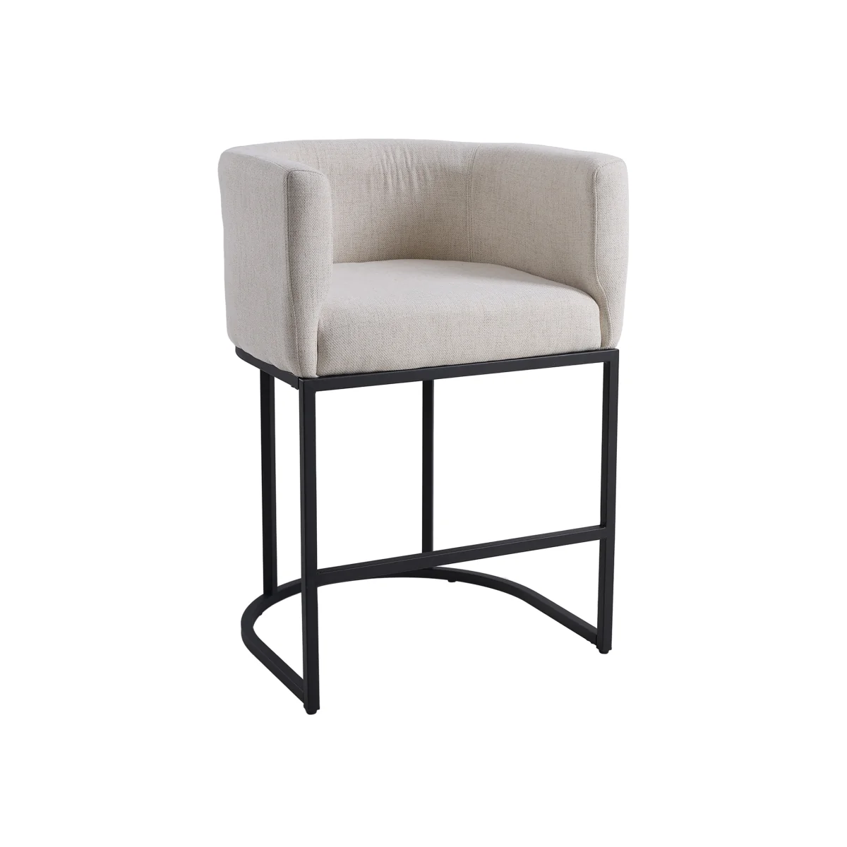 Set of 2 Low Back Upholstered Bar Stools - Beige – image 1