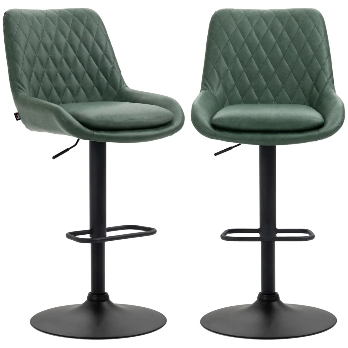 Milosu Green Adjustable Retro Bar Stools Set of 2 with Swivel Seats – image 3
